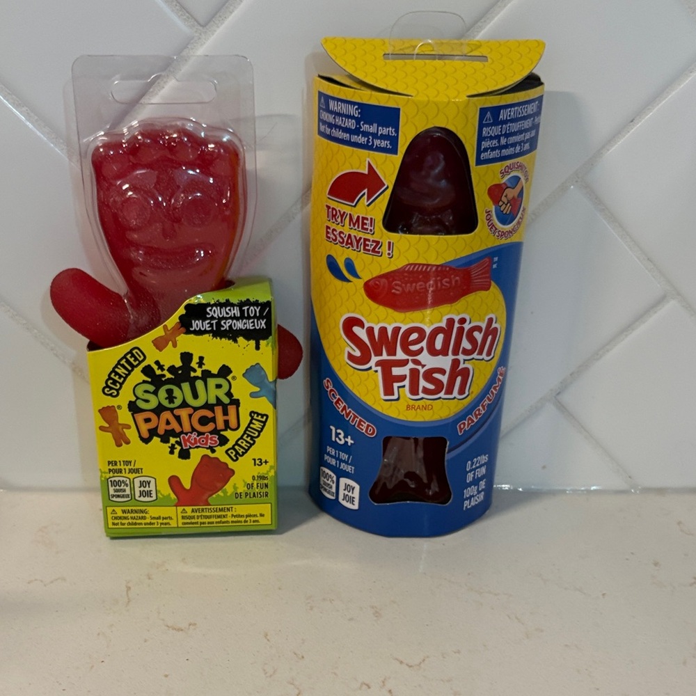 Scented Red Swedish fish Squish& Sour patch squish.NoStick.